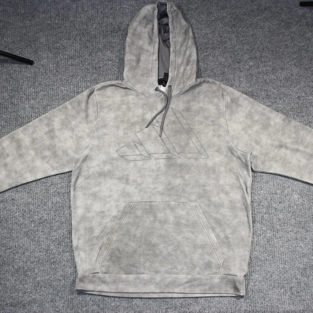 Adidas Hoodie Mens Medium Gray‎ Acid Wash Sports Activewear Drawstrings Stretch